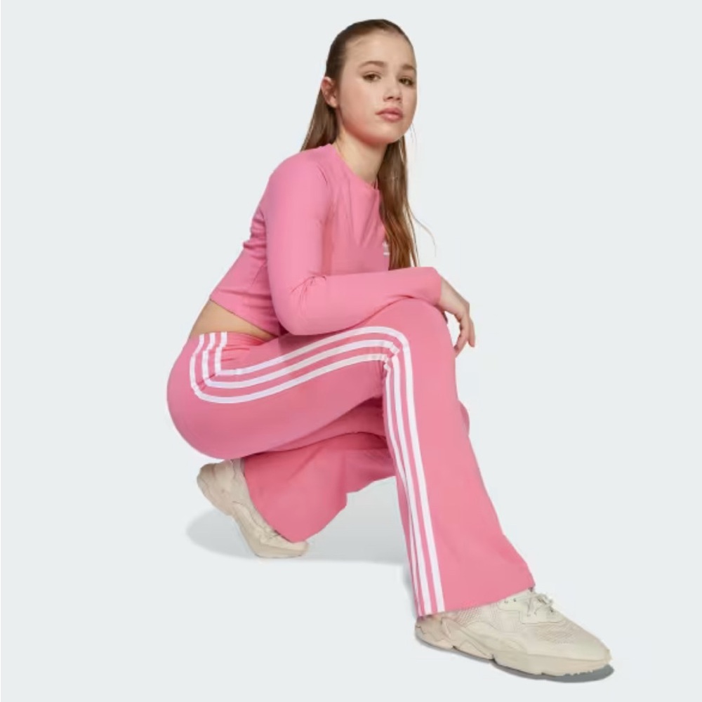 Adidas Kids Fuchsia Joggers with White Stripes - Picture 3 of 3